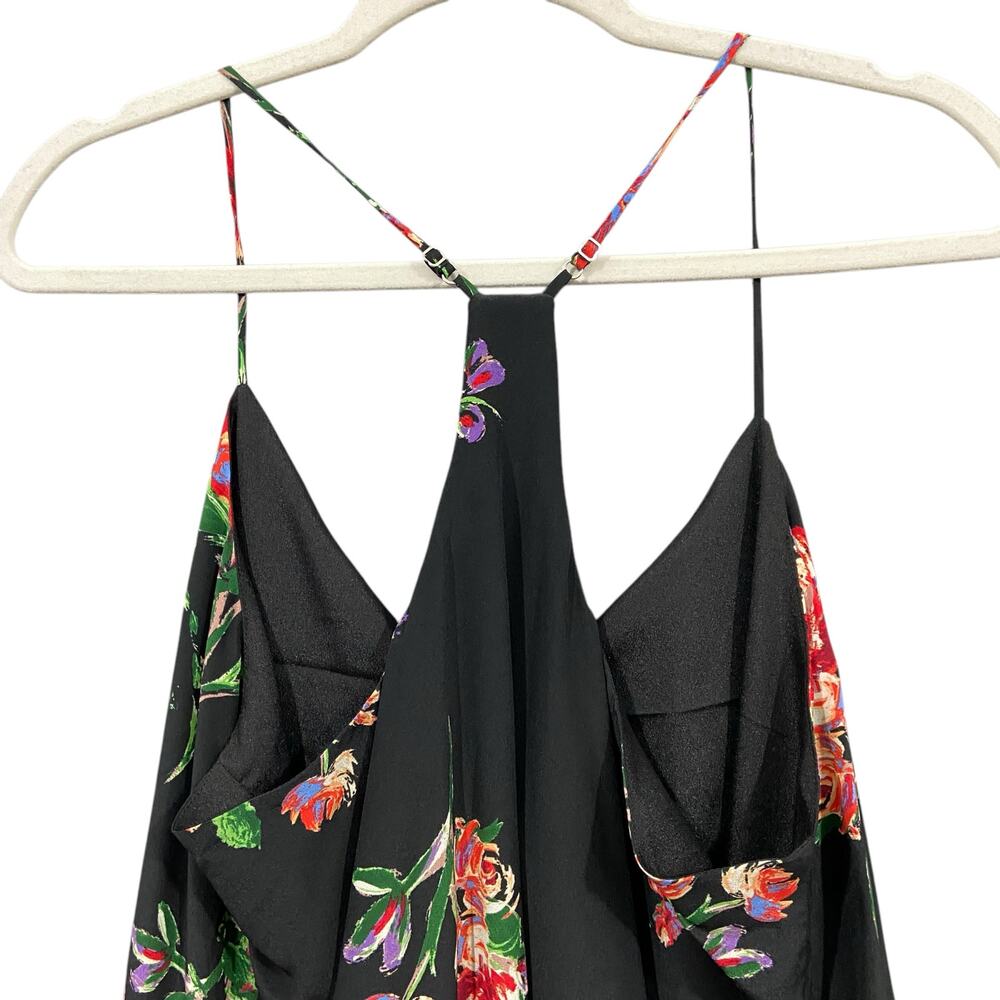Nwt Lavender Brown Black Floral 100% Silk Racerback Short Dress Size Medium - Picture 5 of 11